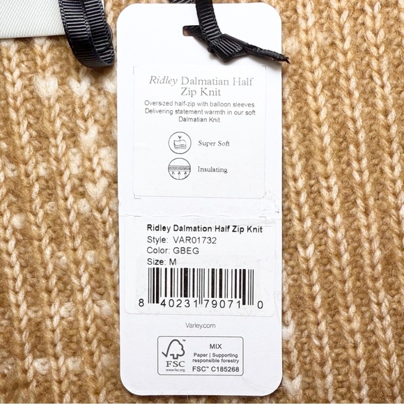 Varley Ridley Dalmation Half-Zip Knit in Golden Bronze/Egret - Picture 5 of 7